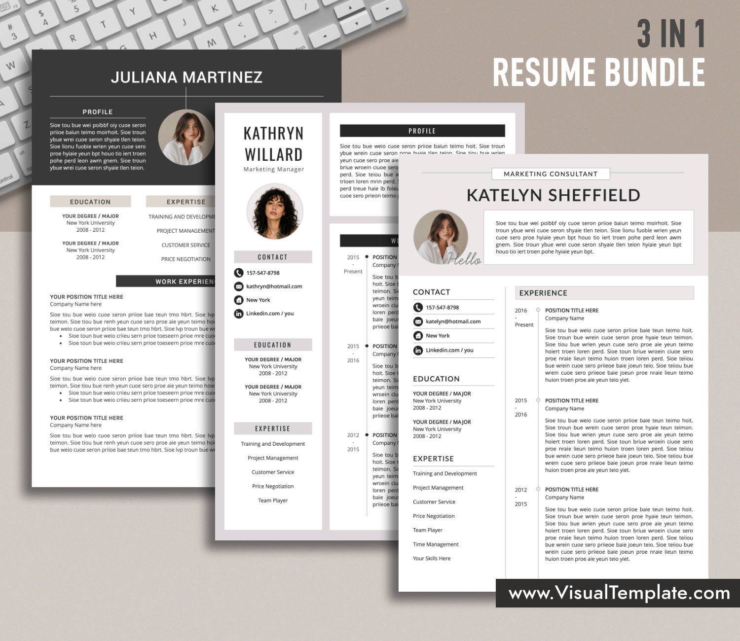 www.VisualTemplate.com-Resume Template Bundle for Microsoft Word