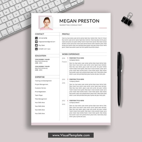 VisualTemplate.com - resume template word, cv template word, professional resume template, creative resume template, modern resume template, best resume template, student resume template, editable resume template, cover letter template, references template, resume format design, cv format design, 1 page resume template, 2 page resume template, 3 page resume template, resume template download