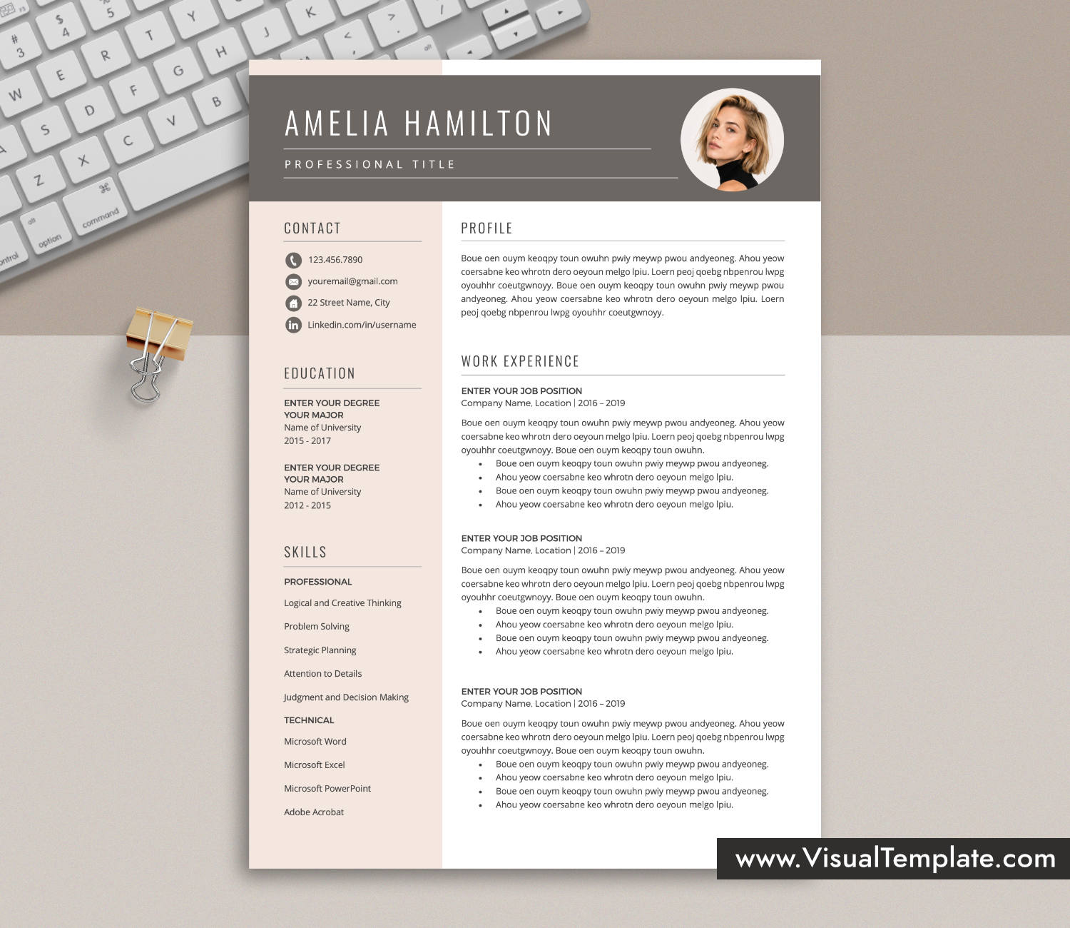 www.VisualTemplate.com-Resume Template for Microsoft Word