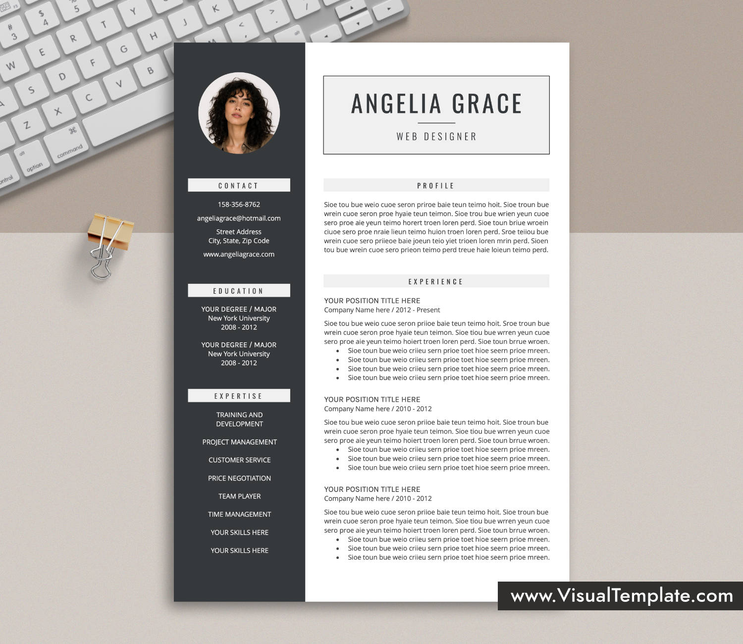www.VisualTemplate.com-Resume Template for Microsoft Word