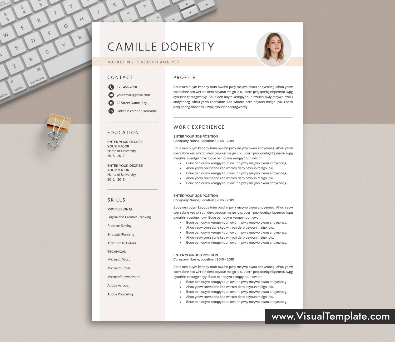www.VisualTemplate.com-Resume Template for Microsoft Word
