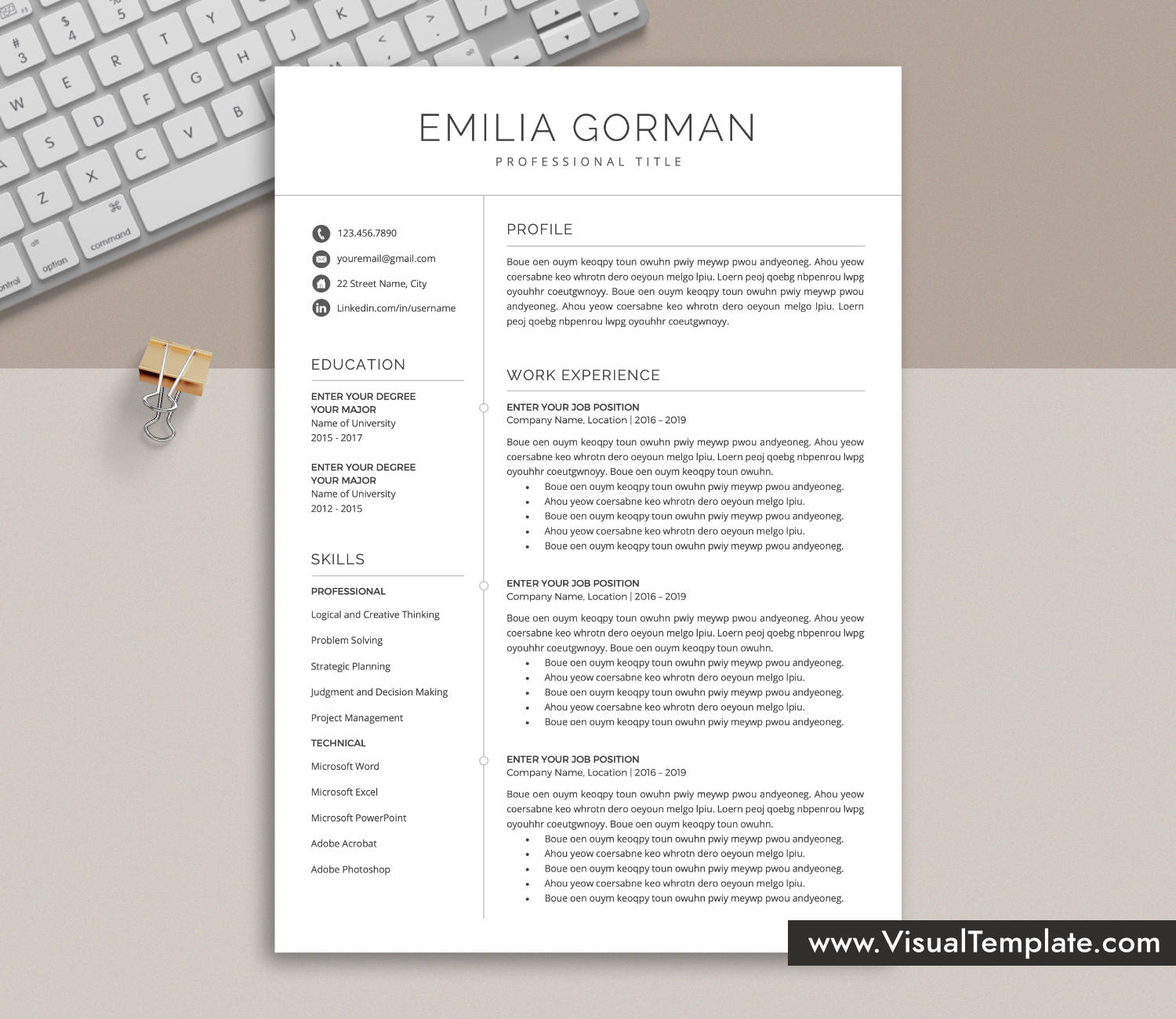 www.VisualTemplate.com-Resume Template for Microsoft Word