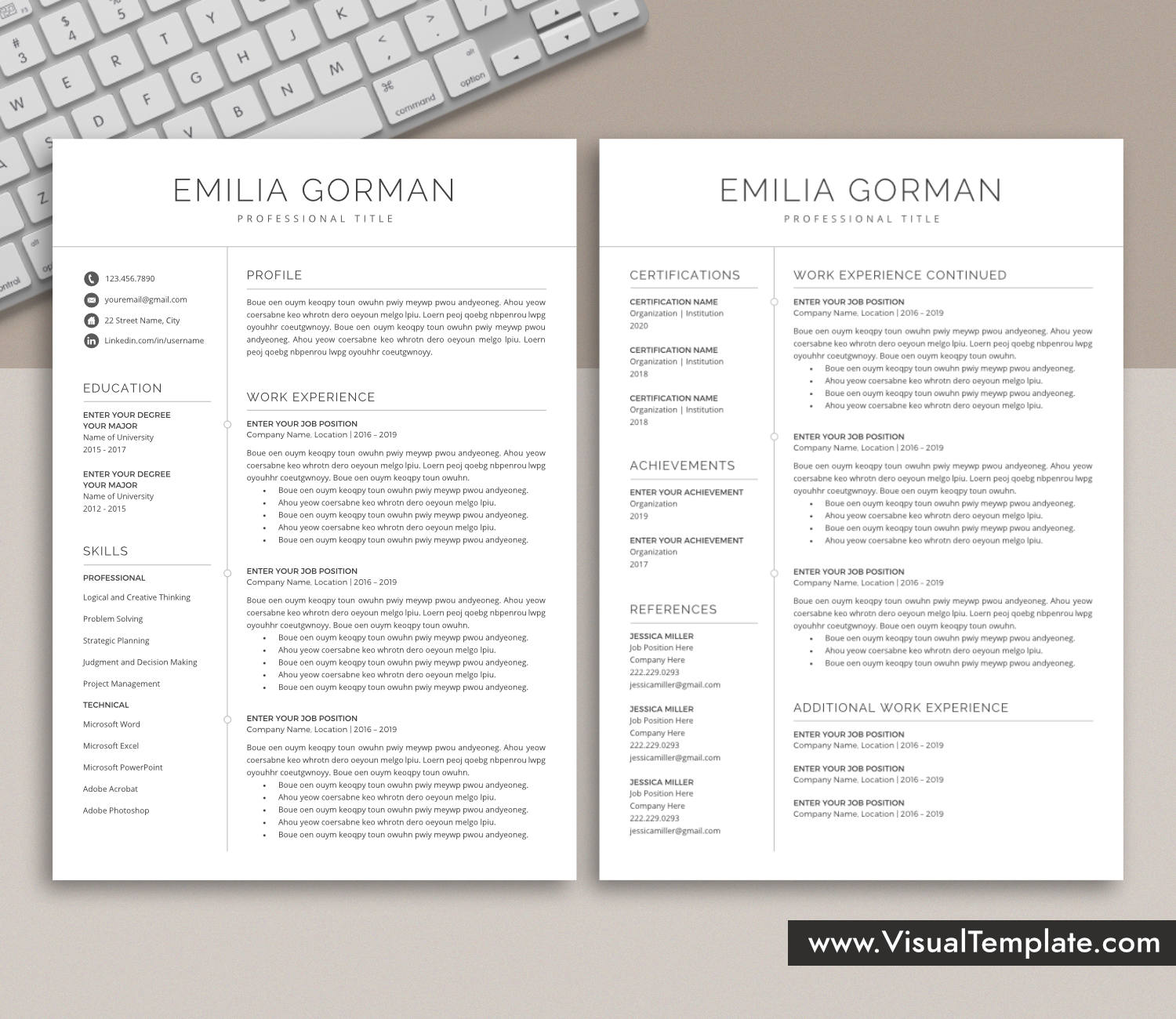 www.VisualTemplate.com-Resume Template for Microsoft Word