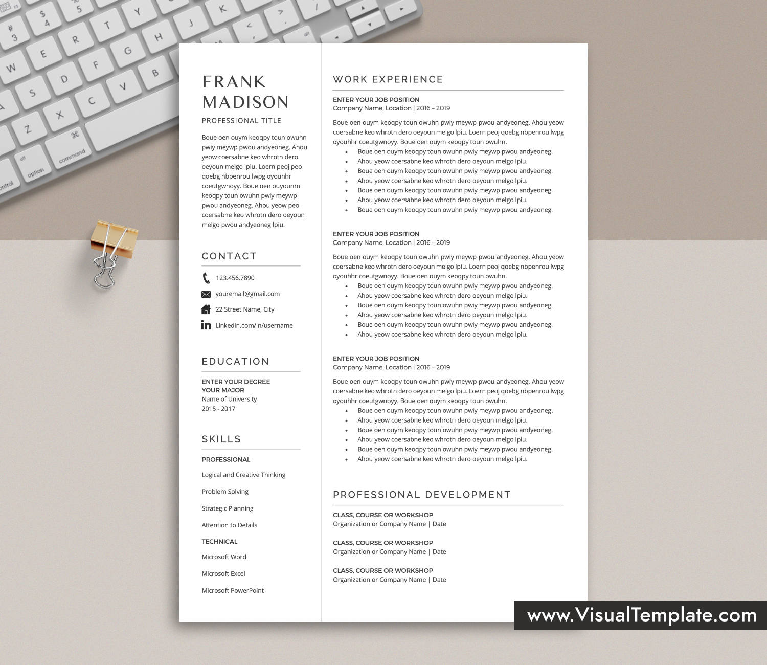 www.VisualTemplate.com-Resume Template for Microsoft Word