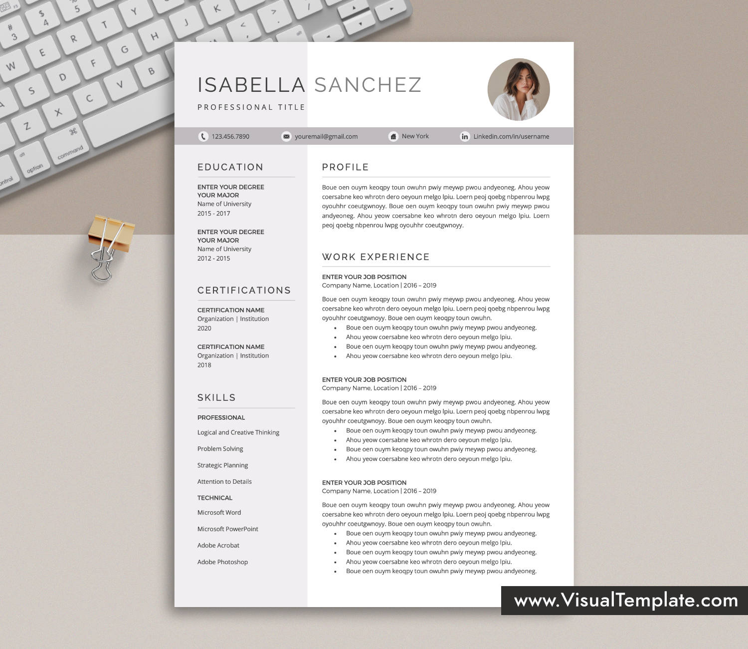 www.VisualTemplate.com-Resume Template for Microsoft Word