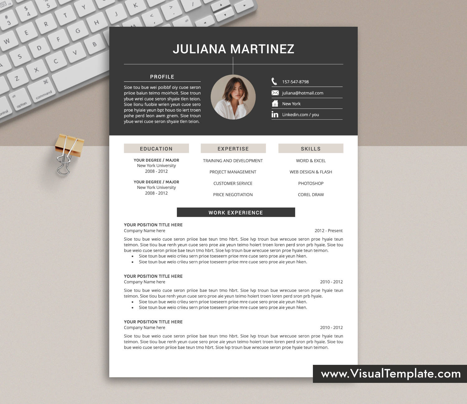 www.VisualTemplate.com-Resume Template for Microsoft Word