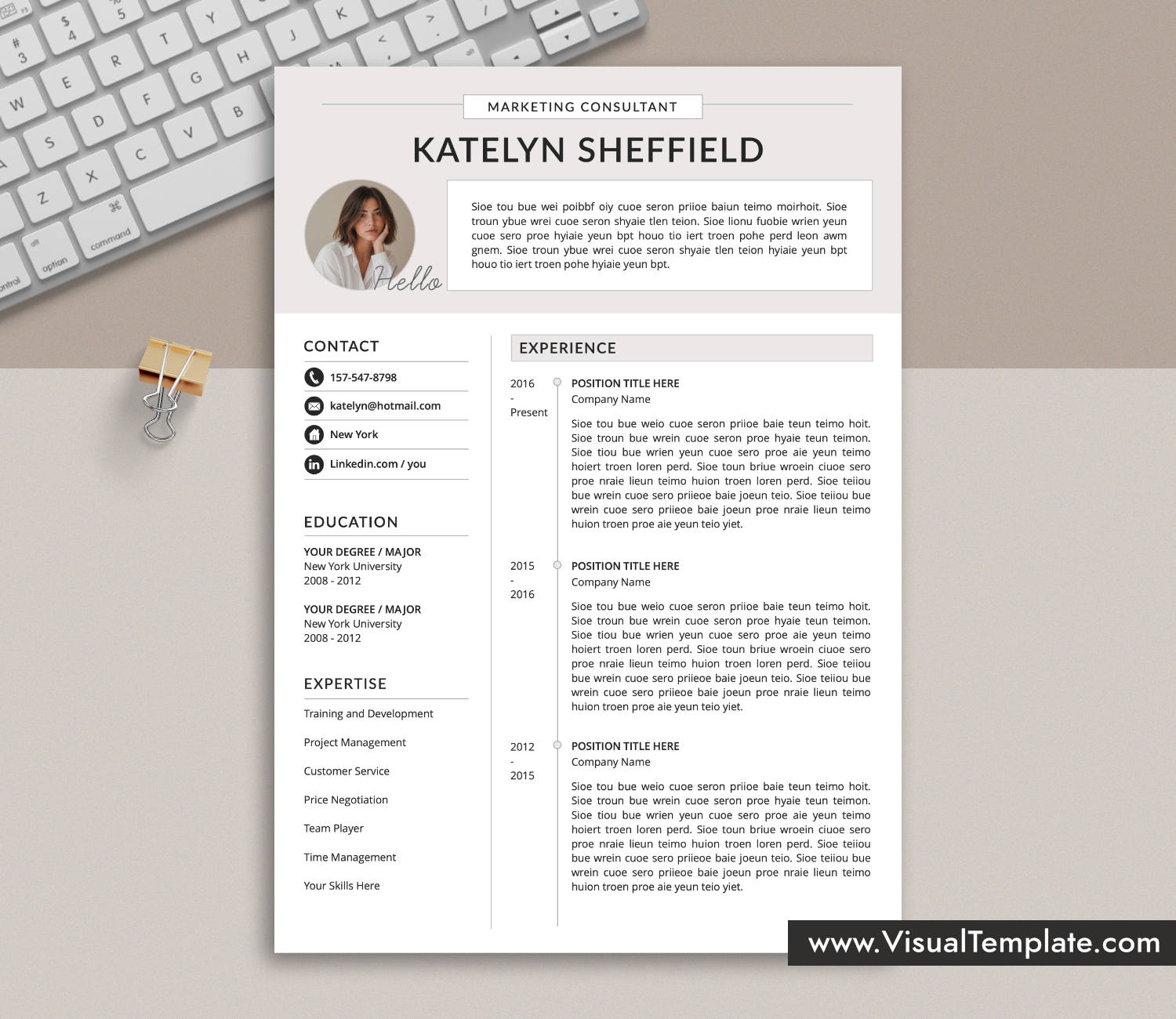 www.VisualTemplate.com-Resume Template for Microsoft Word