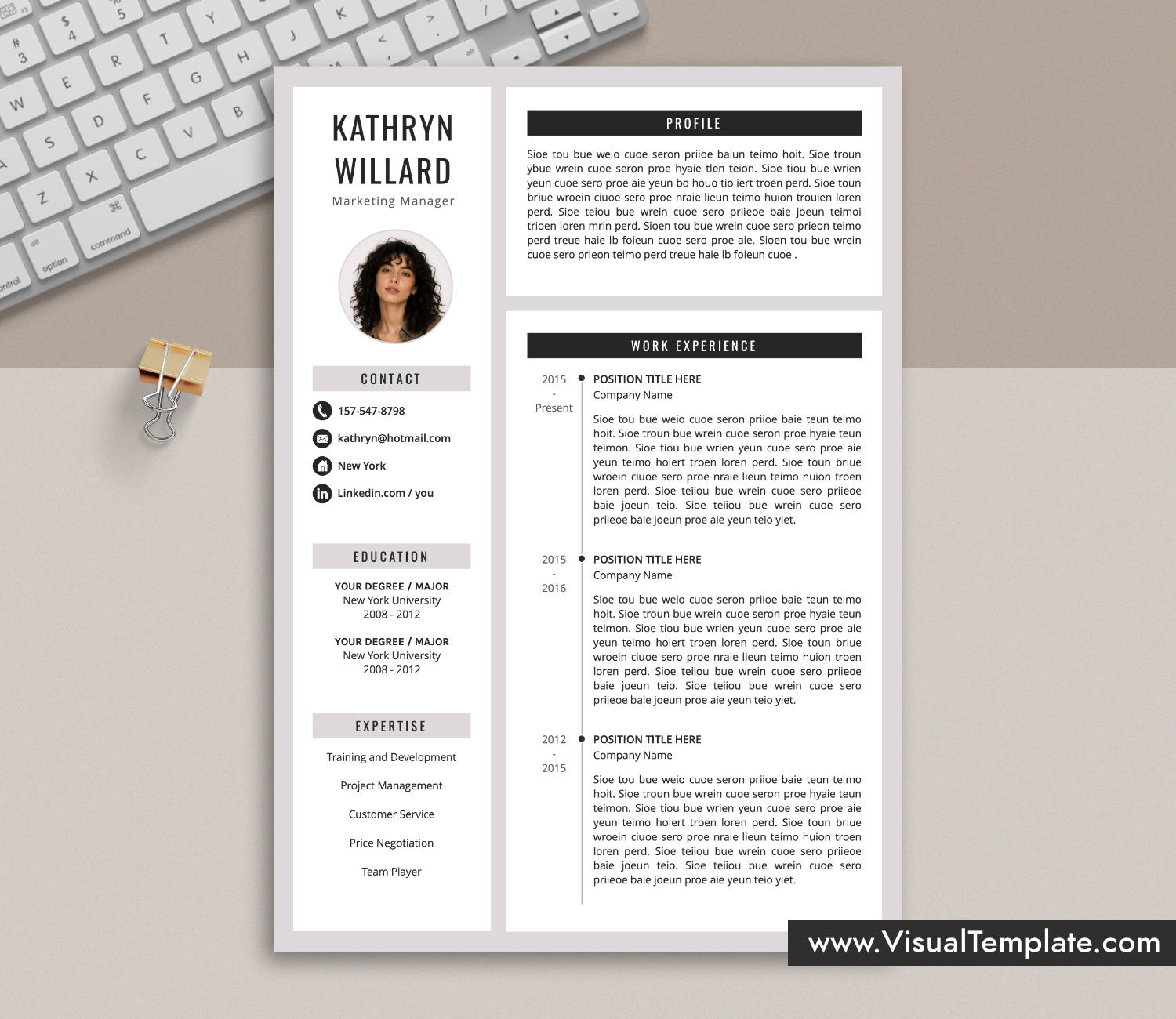 www.VisualTemplate.com-Resume Template for Microsoft Word