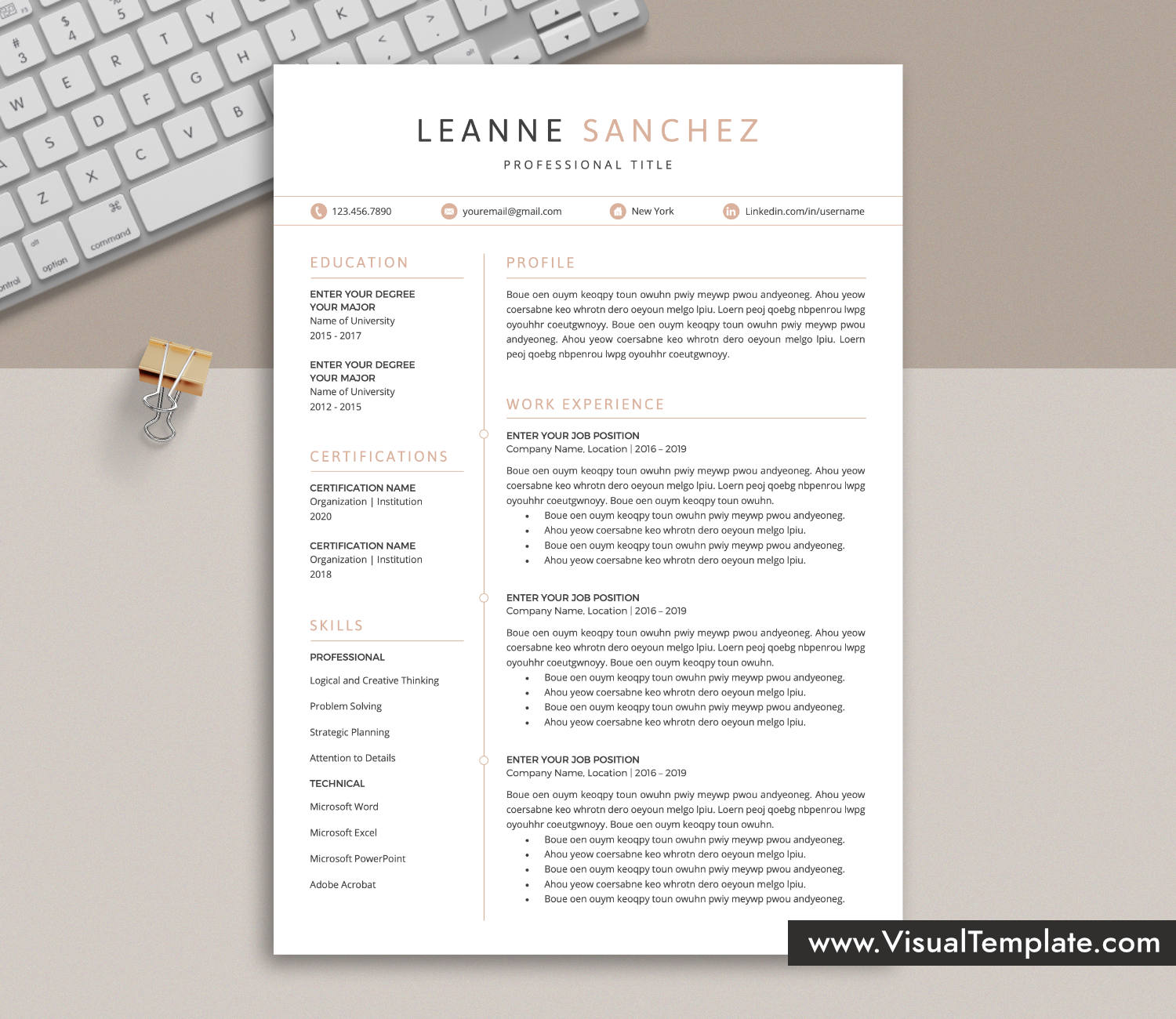www.VisualTemplate.com-Resume Template for Microsoft Word