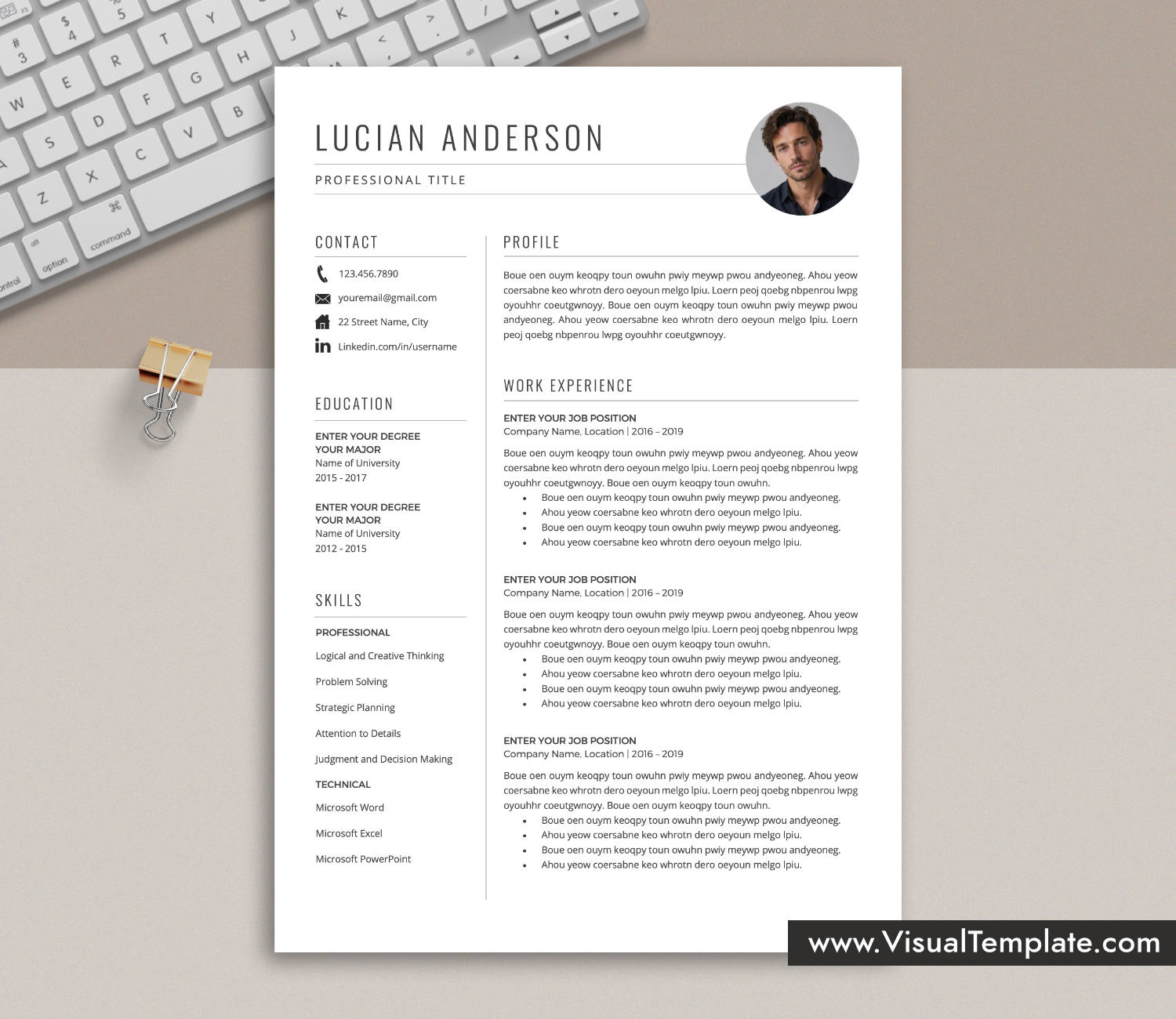 www.VisualTemplate.com-Resume Template for Microsoft Word
