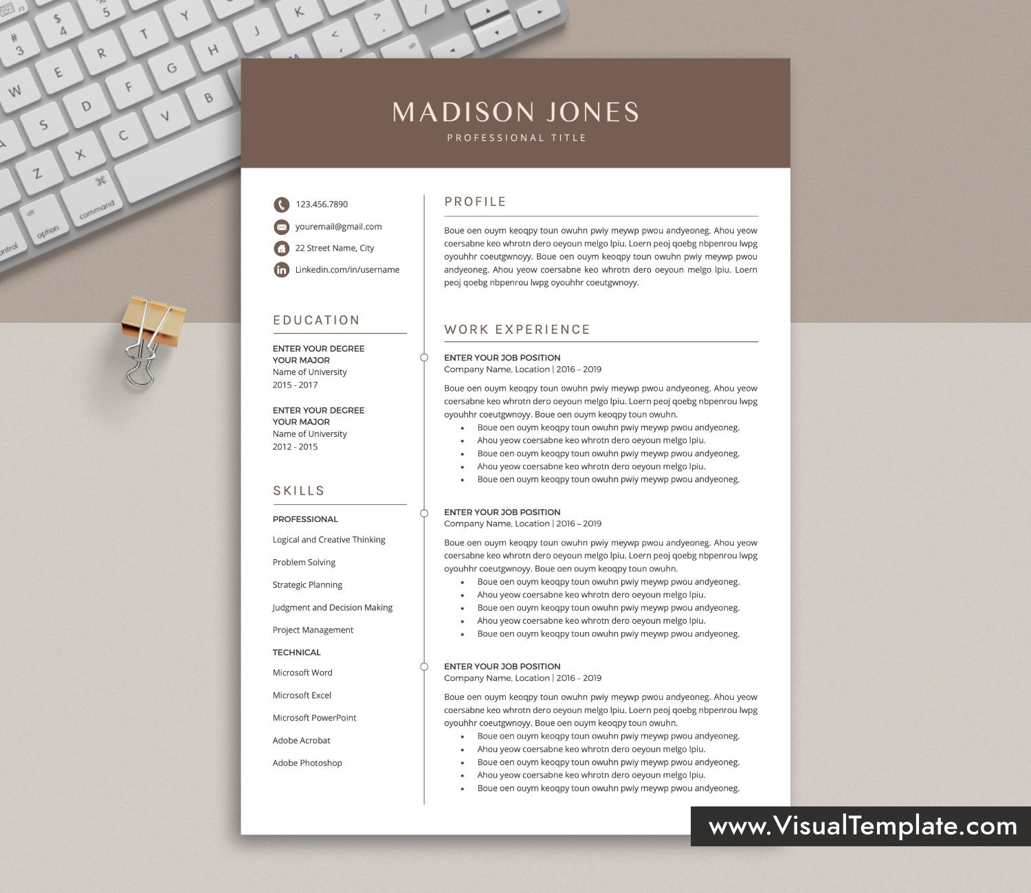 www.VisualTemplate.com-Resume Template for Microsoft Word