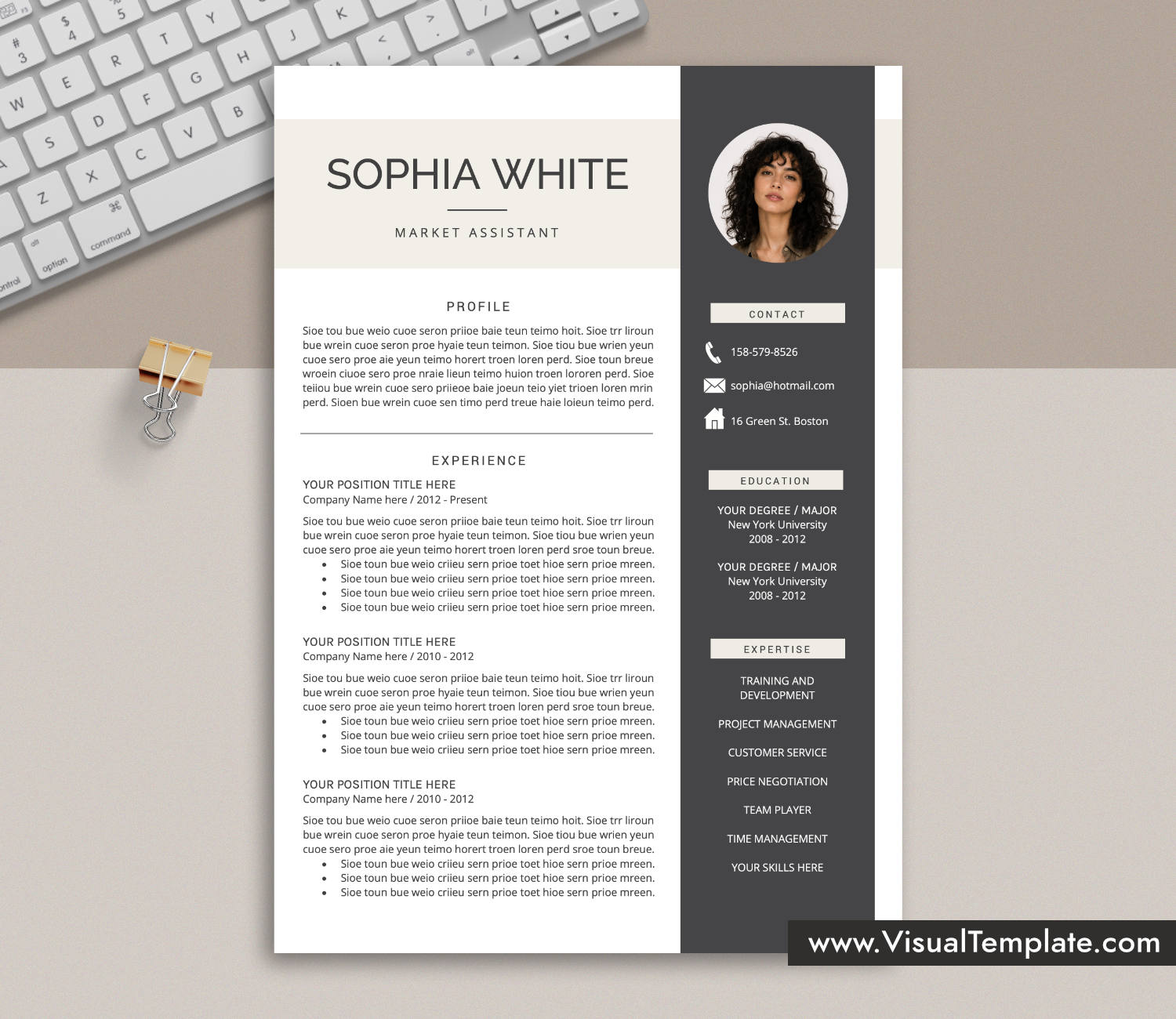 www.VisualTemplate.com-Resume Template for Microsoft Word