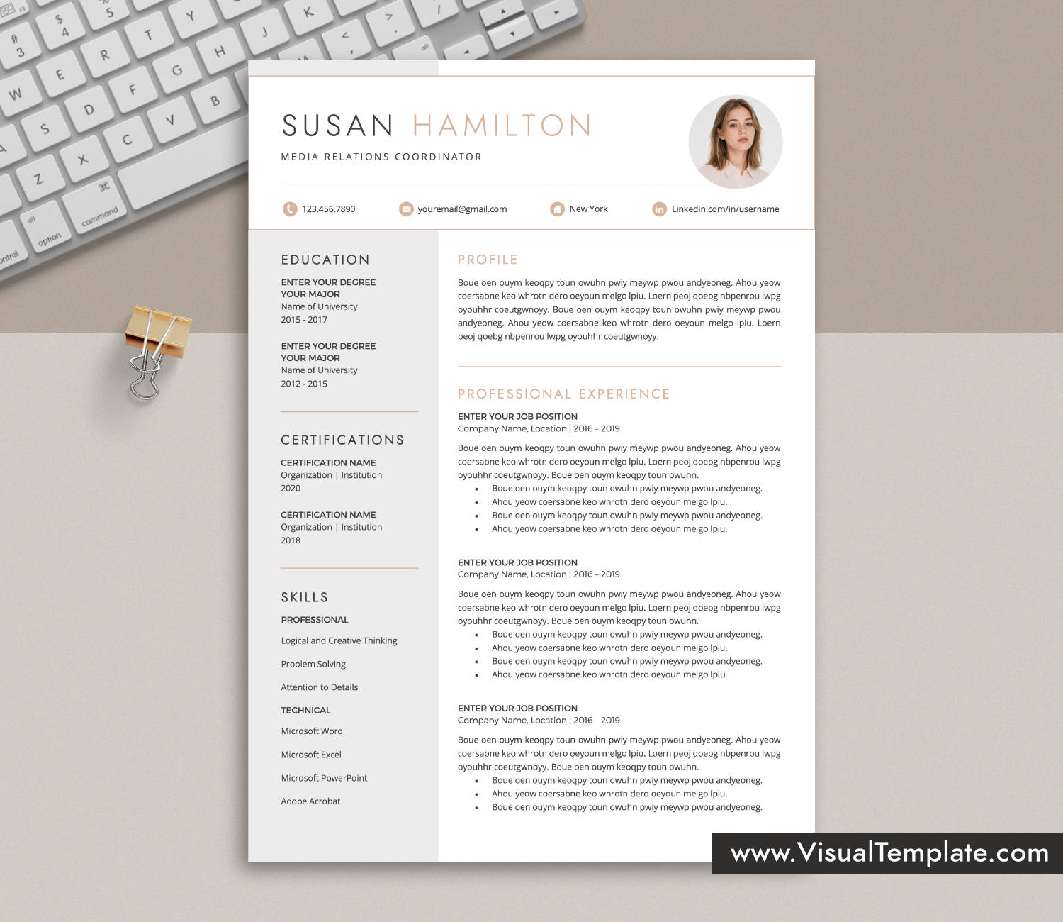 www.VisualTemplate.com-Resume Template for Microsoft Word